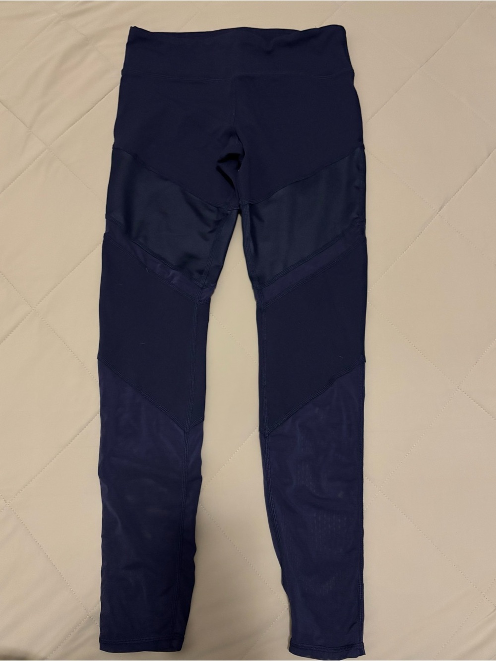 ALO Yoga Navy Mesh-Panel Leggings